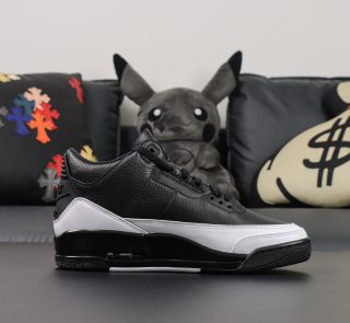 Inside view of Fragment Design Jordan 3 Black White reps showcasing premium materials
