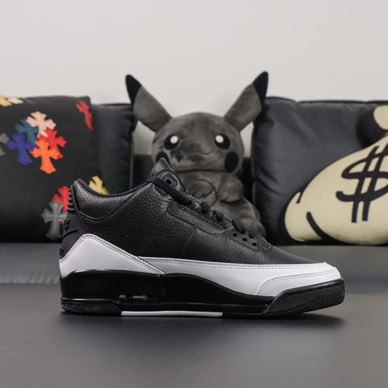 Inside view of Fragment Design Jordan 3 Black White reps showcasing premium materials