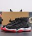 Jordan 11 Bred replica with red outsole and black patent in box combo