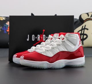 Jordan 11 Cherry reps with varsity red patent leather and box