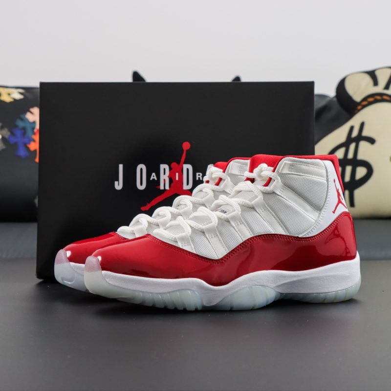 Jordan 11 Cherry reps with varsity red patent leather and box