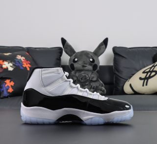 Side view of Jordan 11 Concord reps 2018 edition with mesh and shine