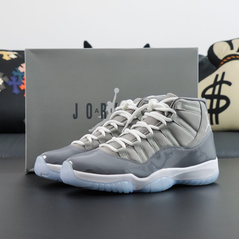 Jordan 11 Cool Grey reps with suede and patent leather in box combo