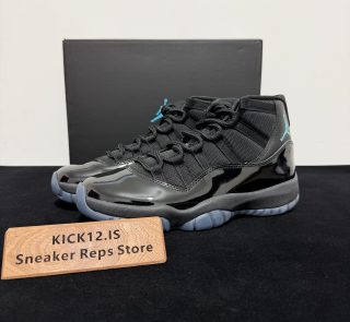 Jordan 11 Gamma Blue Reps with box displayed on table
