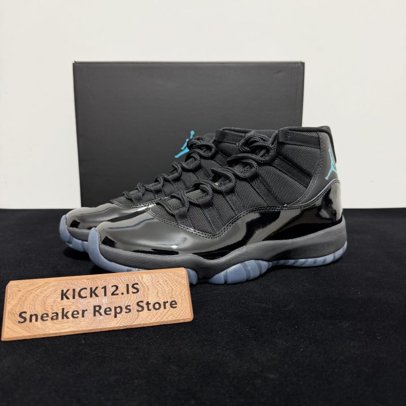 Jordan 11 Gamma Blue Reps with box displayed on table