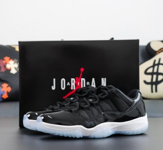 Jordan 11 Space Jam reps low with black patent leather and box