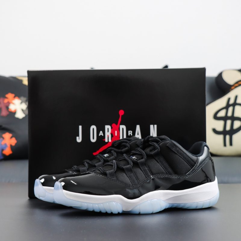Jordan 11 Space Jam reps low with black patent leather and box