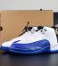 Jordan 12 Blueberry reps with retail-style box and white-blue upper