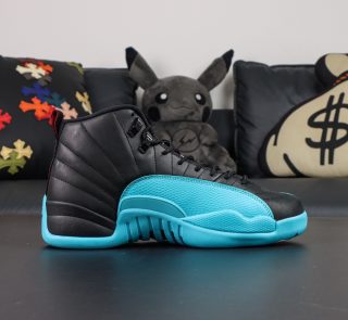 Inside view of Jordan 12 Gamma Blue Reps with stitched panel details