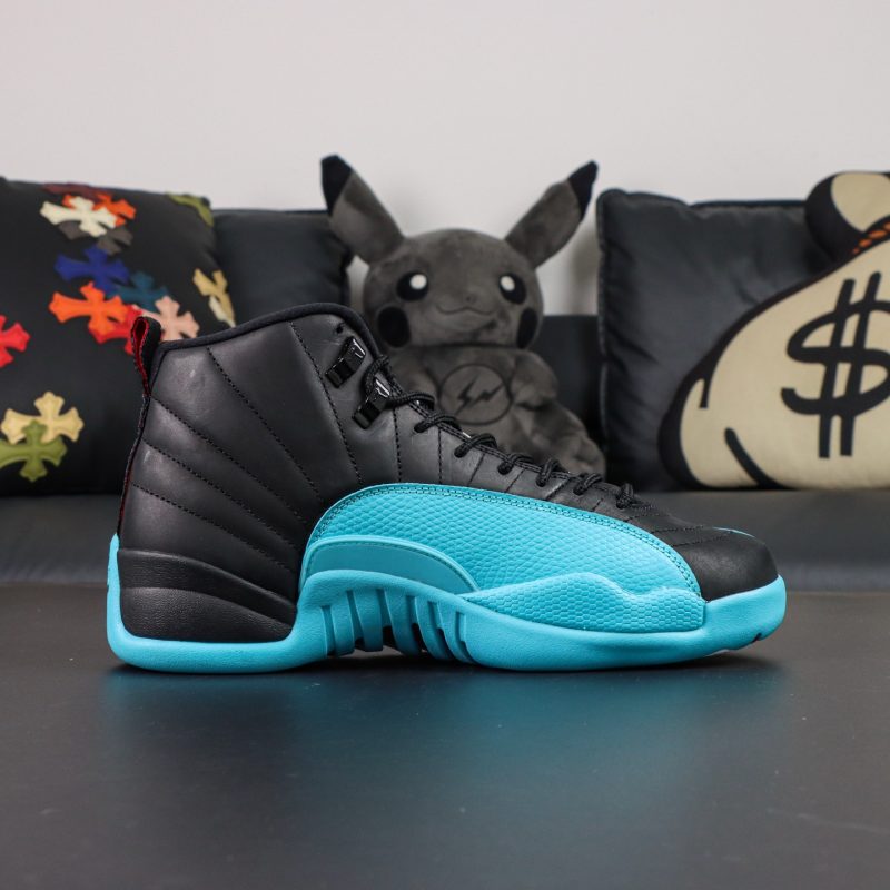 Inside view of Jordan 12 Gamma Blue Reps with stitched panel details