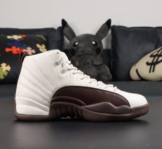 Inner side of Jordan 12 SoleFly Cafecito reps showing mudguard stitching