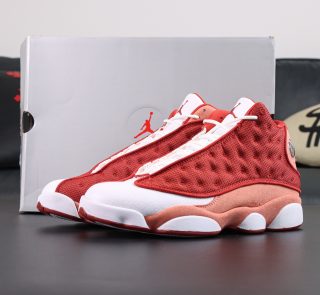 Jordan 13 Dune Red Reps with retail-style box