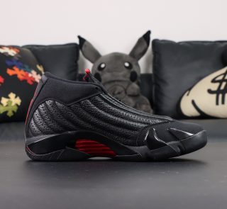 Inside view of Jordan 14 Last Shot Reps with leather panels and vent details