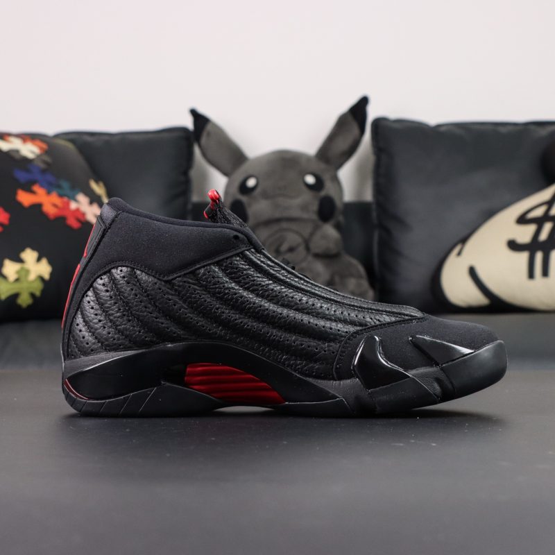 Inside view of Jordan 14 Last Shot Reps with leather panels and vent details