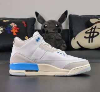 Inner side of Jordan 3 Lucky Shorts reps with mint green eyelets