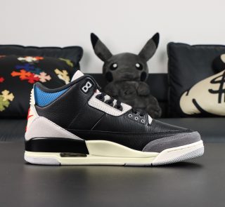 Inner view of Jordan 3 Rare Air replica with textured leather panel