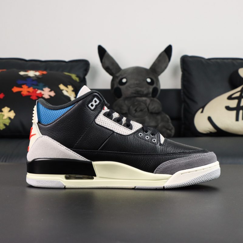 Inner view of Jordan 3 Rare Air replica with textured leather panel