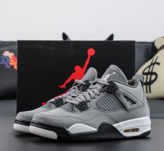 Jordan 4 Cool Grey reps with shoebox and chrome Jumpman branding