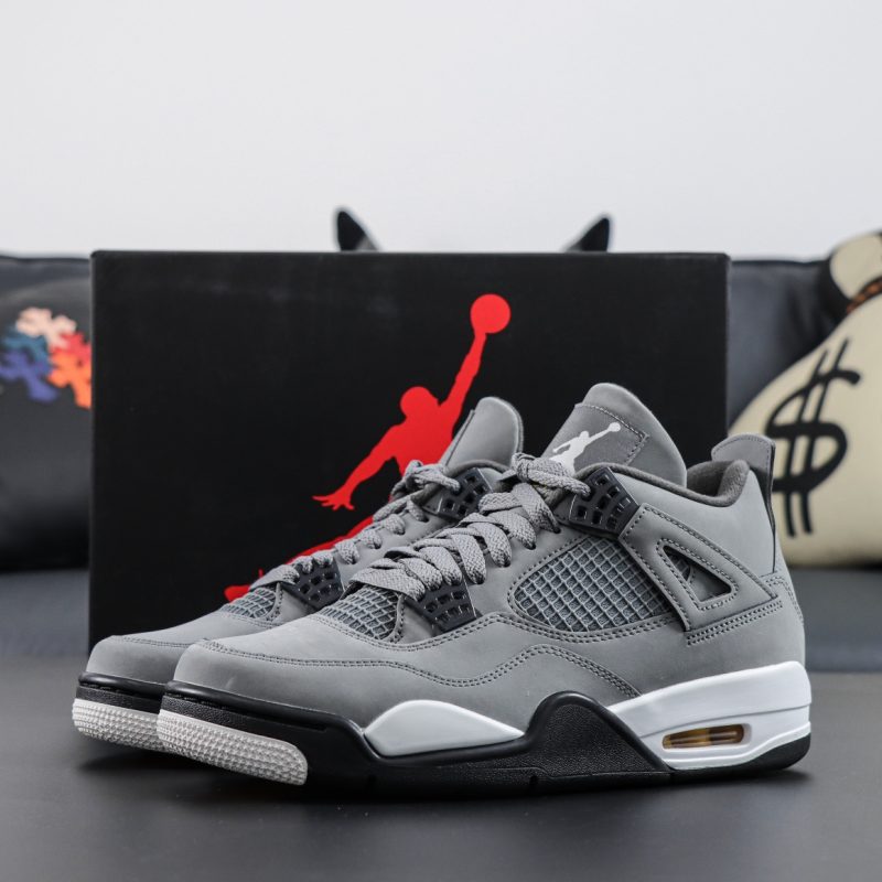 Jordan 4 Cool Grey reps with shoebox and chrome Jumpman branding
