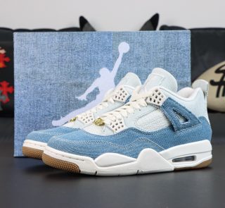Jordan 4 Denim Worn Blue Reps with box and washed denim upper