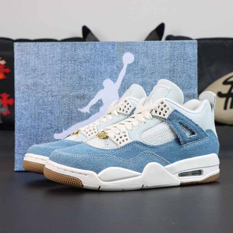 Jordan 4 Denim Worn Blue Reps with box and washed denim upper