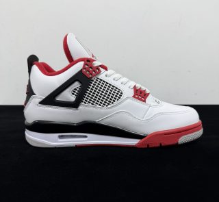 Inside view of Jordan 4 Fire Red Reps with mesh panel details