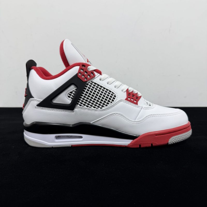 Inside view of Jordan 4 Fire Red Reps with mesh panel details