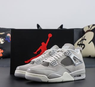 Jordan 4 Frozen Moments reps with shoebox and light grey suede upper