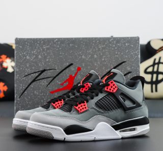 Jordan 4 Infrared reps with shoebox and grey upper with infrared accents