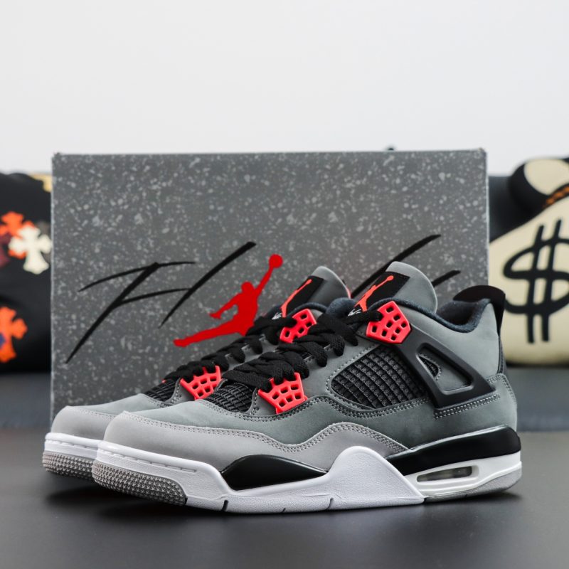 Jordan 4 Infrared reps with shoebox and grey upper with infrared accents