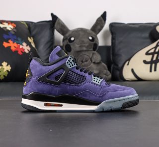 Inside view of Jordan 4 Lakers Reps with black mesh panels