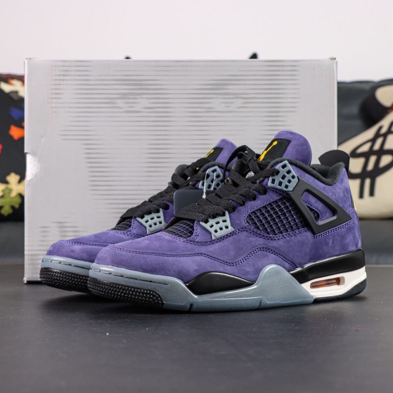 Jordan 4 Lakers Reps with box and purple yellow colorway