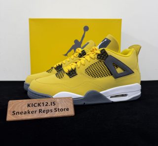 Jordan 4 Lightning Reps with box displayed on table
