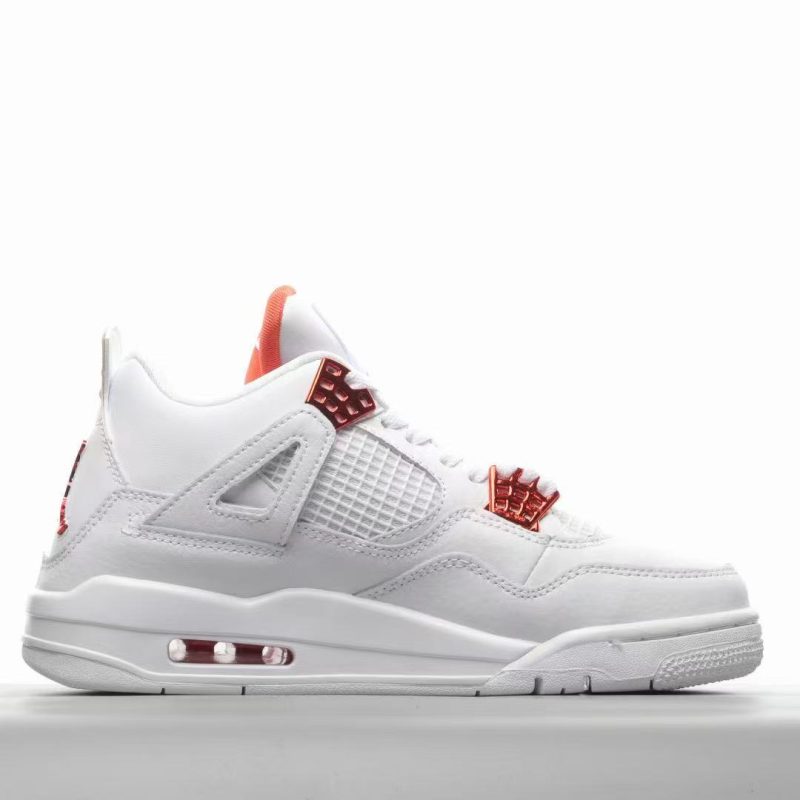 Inside view of Jordan 4 Metallic Orange reps with leather panels