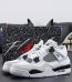 Jordan 4 Military Black reps with shoebox and white leather upper with black accents