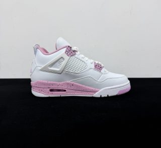 Medial side view of Jordan 4 Pink Oreo Reps with mesh panels