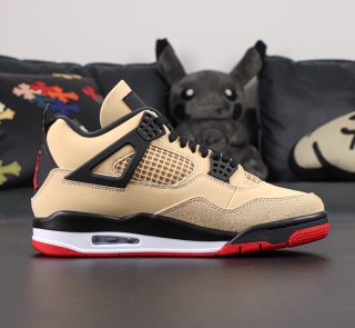 Inside view of Jordan 4 Pizza Reps with stitched panels