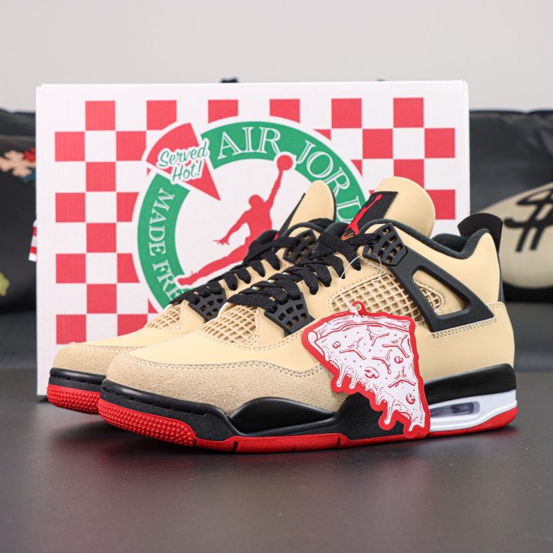 Jordan 4 Pizza Reps with retail-style box and colorful details