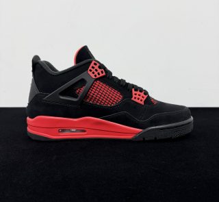 Medial side view of Jordan 4 Red Thunder Reps