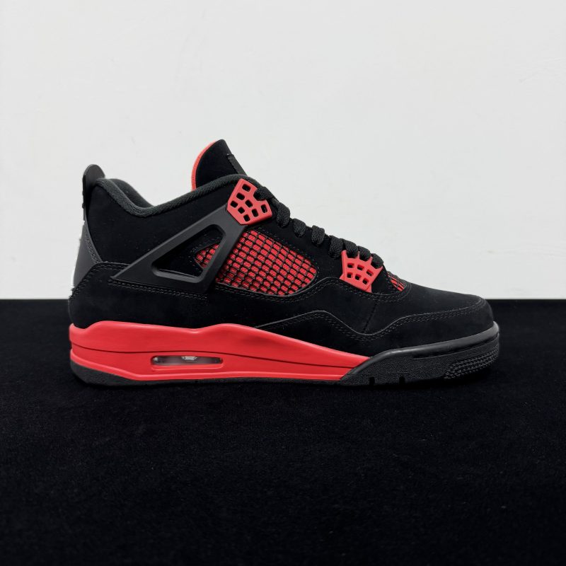 Medial side view of Jordan 4 Red Thunder Reps
