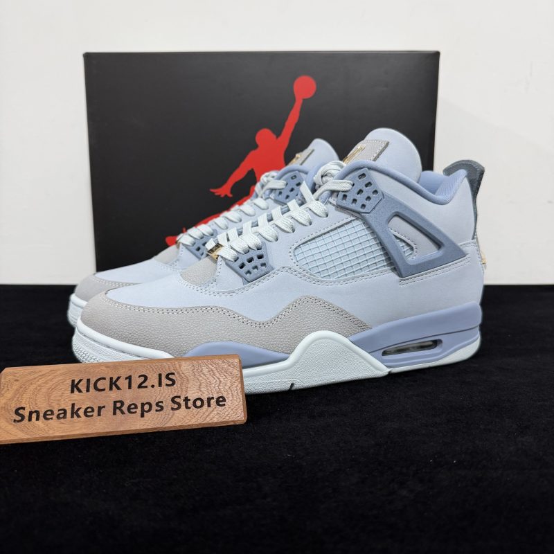 Jordan 4 UNC PE Reps with box displayed on table