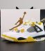 Jordan 4 Vivid Sulfur reps with retail-style box and vibrant yellow accents