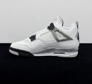Medial side view of Jordan 4 White Cement 2025 Reps with mesh panels