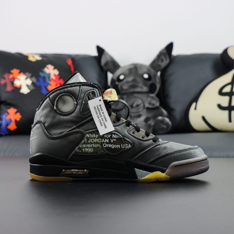 Inside view of Jordan 5 Off White Muslin reps with circular cutouts