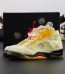 Jordan 5 Off White Sail reps with translucent mesh and shoebox
