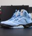 Jordan 5 UNC Reps with box and university blue suede upper