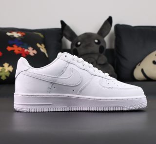 Inside view of Kobe Bryant Air Force 1 Forever White reps showing clean stitching