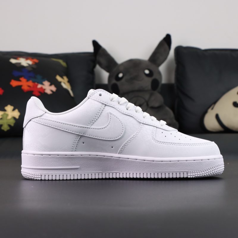 Inside view of Kobe Bryant Air Force 1 Forever White reps showing clean stitching