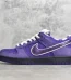 Purple Lobster Dunks Reps side profile showcasing suede upper and Swoosh on black sole
