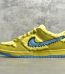 Outside view of Yellow Bear Dunks reps with stash tongue